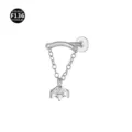 Titanium piercing jewelry with chain and zircon pendant for body piercing and ear stud. - Crown Pendant / 1.2*6mm (Thread M0.9) / Silver