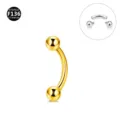 Titanium curved barbell body piercing jewelry with threaded balls for eyebrow lip ear navel - Ball Style (Internally Threaded) / 1.2x10mm Bar (3mm Ball) / Gold