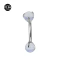 Titanium piercing jewelry curved barbell body piercing with opal bead and sterile design - Bar 1.2x8mm / Ball 4mm / White