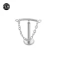 F136 titanium body piercing chain labret stud earring fashion body jewelry sterile item - 1.2*6mm (Thread M0.9) / Single Chain Silver