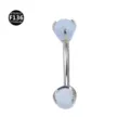 F136 Titanium Curved Barbell Eyebrow Rook Piercing Jewelry with Light Blue Opal Balls - Bar 1.2x8mm / Ball 4mm / Light Blue