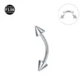 Titanium curved barbell piercing with spikes, internal thread body jewelry for eyebrow and lip. - Cone Style (Internally Threaded) / 1.2x10mm Bar (3mm Cone) / Silver