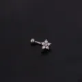 Edelstahl Blumen Zirkon Gebogene Hantel Piercing Stecker für Ohr und tolle Augenbraue - Stil 5 Silber