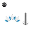 F136 Titan 7 Markise Stein Koerper Piercing Labret Ohrring Schmuck Zubehoer Neu - 1.2x6mm / Aquamarin-Zirkonia + Weiße Jade