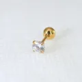 Goldfarbener Edelstahl Knorpel Piercing Ohrring Stecker mit rundem klaren Zirkonia Variante - 1.5mm Strass / Gold