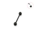 Piercing barbell en acier inoxydable noir pour langue et oreille bijou de corps droit - Barre 1.2x8 mm / Boule 3 mm / Noir
