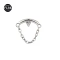 F136 titanium body piercing jewelry featuring chain pendant and curved bar design. - 1.2*6mm (Thread M0.9) / Three Balls Silver