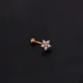 Goldfarbenes Blumenform gebogenes Barbell Piercing Zirkonia Knorpel Ohrstecker - Stil 5 Gold