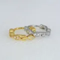 Gold und Silber Mini Zirkonia Huggie Creolen, zierlicher kleiner Ohrring Knorpel Piercing Schmuck. - Mikro-Eingelegter Zirkonia Runder Stil (Stil 9) / Silber