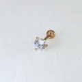 Edelstahl Zirkonia Piercing Ohrring mit Kugelverschluss, minimalistisch für den Alltag. - 1.5mm Strass / Roségold