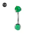 Titanium Eyebrow Ring Rook Piercing Body Jewelry with Green Stone Beads Specification - Bar 1.2x8mm / Ball 4mm / Green