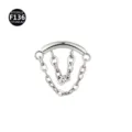 F136 Titanium Piercing Chain Pendant Body Jewelry Premium Silver Variant Style 0.9 - 1.2*6mm (Thread M0.9) / Double Chain Silver