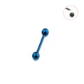 Piercing de langue barbell en acier inoxydable bleu accessoire bijou cartilage d'oreille - 1.2x8mm (Boule 3mm) / Bleu (Filetage externe)