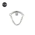 F136 titanium chain body piercing jewelry, exquisite dangling crystal design for stylish ears and lips. - 1.2*6mm (Thread M0.9) / Round Rhinestone Silver