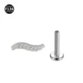 Titanium Piercing Schmuck mit Zirkonia Wellenaufsatz und sicherem Labret Steckstift. - 1,2*6 mm Gewinde M0.9 / S-Form
