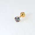 Edelstahl-Ohrring in Gold mit buntem Zirkonia-Kristall, Gewinde-Piercing-Schmuck für Ohr. - Stab 0.8x6mm / Stein 1.5mm / Gold Bunt (1 Stück)
