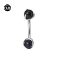Titanium Curved Barbell Eyebrow Ring with Black Beads Body Piercing Jewelry Variant - Black