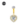 F136 titanium belly ring with heart shaped lab grown diamond gold navel piercing jewelry - Heart Gold
