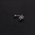 Edelstahl Zirkonia Schneeflocke gebogene Hantel Piercing Schmuck für Ohr Knorpel Rook - Stil 8 Silber