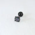 Edelstahl Regenbogen Zirkonia Ohrstecker Piercing Schmuck, schwarze Farbe SKU Variante - 2mm Bohrer / Irisierendes Schwarz