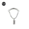 F136 Titanium Piercing Chain Pendant Stud Earring Lip Ring Body Jewelry Variants - 1.2*6mm (Thread M0.9) / Rectangular Pendants Silver