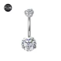 F136 titanium navel piercing ring with sparkling cubic zirconia, stylish body jewelry accessory. - 1.6x10mm / Silver White