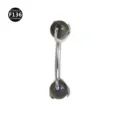 Titanium curved barbell piercing jewelry with stone bead ends for rook or eyebrow. - Obsidian