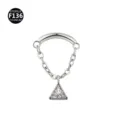 F136 Titanium Body Piercing Jewelry Chain With Triangle Pendant Variant Silver Color - 1.2*6mm (Thread M0.9) / Triangle Pendants Silver