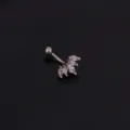 Edler Bauchnabel- oder Ohr-Piercing-Stecker aus Edelstahl mit funkelnden Zirkonia-Steinen. - Stil 9 Silber