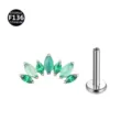 Titan Marquise Cluster Labret Piercing Stecker mit grünen Steinen steril 1Stk - Grüne Jade + Grüner Zirkonia