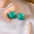 Orecchini a lobo rotondi turchesi lucidi da donna, gioielli minimalisti dolci e alla moda. - Perlina Rotonda Verde Menta (38#)