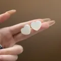 Minimalist white shell heart stud earrings, sweet mother of pearl minimalist variant style. - White Shell Heart (15#) / Silver / White