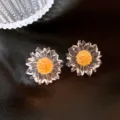 Orecchini a lobo fiore in vetro trasparente margherita stile variante elegante donna - Stile Fiore Trasparente (26#)