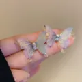 Elegant shimmering butterfly earrings with rhinestones and glitter finish for women. - Blue Purple Butterfly (37#)