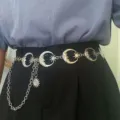 Punk metal moon star waist chain body chain for women fashion party jewelry accessory - Moon Waist Chain / Silver