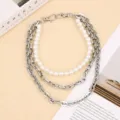 Punk retro multi-layer faux pearl and metal chain waist jewelry for women fashion style. - Style 2 Pearl Multi-layer Pant Chain in Silver Color