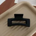 Minimalist black geometric hair claw clip for women, matte square shark clip for chic hair styling. - Geometric Square Hair Claw (HH1400) / Acrylic - Black