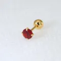 Roter Zirkon Labret Stecker Ohrring Edelstahl 3-Krappen Knorpel Tragus Piercing Schmuck - Stab 0.8x6mm / Stein 1.5mm / Goldrot (1 Stk.)
