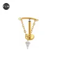 F136 Titanium Body Piercing Jewelry Chain Pendant Labret Lip Ring Ear Studs For Sale - 1.2*6mm (Thread M0.9) / Conical Pendant Gold