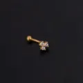 Edelstahl gebogene Hantel Piercing mit drei klaren Zirkon Steinen für Ohr und Knorpel Schmuck - Stil 2 Gold
