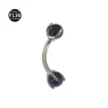 F136 Titanium Curved Barbell Eyebrow Ring Rook Piercing Jewelry with Blue Sandstone Beads - Black Star