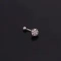 Edelstahl Zirkon Blume Gebogene Hantel Ohr Piercing Schmuck Augenbraue Conch Stecker - Stil 3 Silber