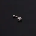 Edelstahl gebogene Hantel Piercing Schmuck mit funkelnden 3-Stein Zirkonia Cluster Design. - Stil 2 Silber