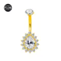Gold Titanium Belly Button Ring Pear CZ Navel Piercing Body Jewelry Piercing Accessory - Waterdrop Beaded Style