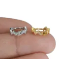 Minimalistischer Zirkon Geometrischer Klappcreolen Ohrring Kleine Damen Ohrringe Schmuck - Geometrischer Gezackter Zirkonia-Stil (款式7) / Gold