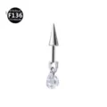 Titan Barbell Ohrring Piercing Kegel Tropfen Kristall Damen Körperschmuck Mode - 1.2x8mm Stablänge / Wassertropfen Weiß