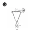 F136 titanium steel chain pendant labret stud piercing body jewelry with crystal - 1.2*6mm (Thread M0.9) / Silver Marquise Pendant (Small)