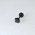 Minimalistischer Ohrstecker mit Zirkon aus Edelstahl und Gewinde für Piercing. - Stab 0,8x6 mm / Stein 1,5 mm / Schwarz/Schwarz
