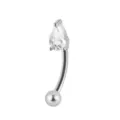 Edelstahl Gebogene Hantel Piercing Schmuck Tropfen Zirkon Augenbraue Conch Ohrring - Stil 13 Silber
