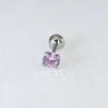 Rosa Zirkon Knorpelpiercing Ohrring aus Edelstahl, minimalistischer Körperschmuck Variante. - 2mm Bohrer / Silber (Rosa Zirkon)